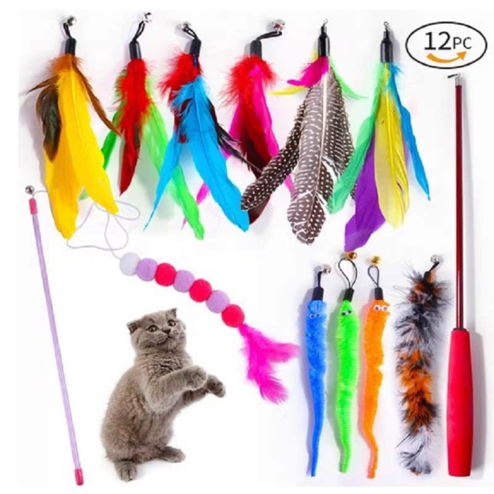 Colorful Feather Cat Toy Set